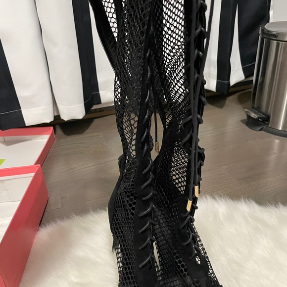 Mesh See Through Knee Boot - Picture 3 of 10